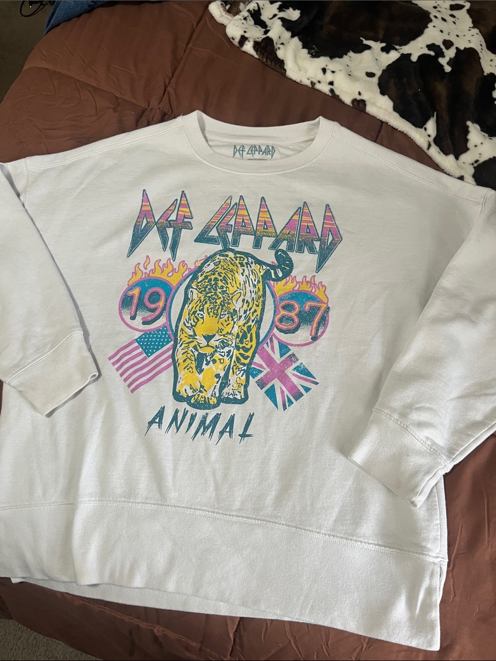 Def Leppard White "Animal" Graphic Sweatshirt